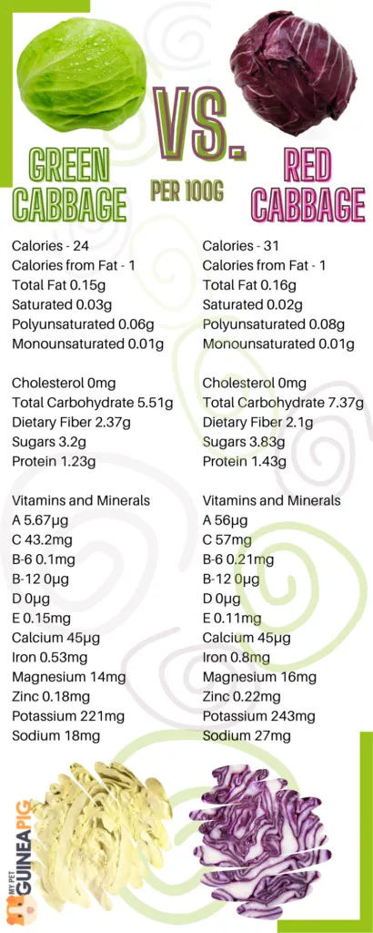 Nutritional value of green and red cabbage compared