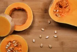 pumpkin sliced with seeds